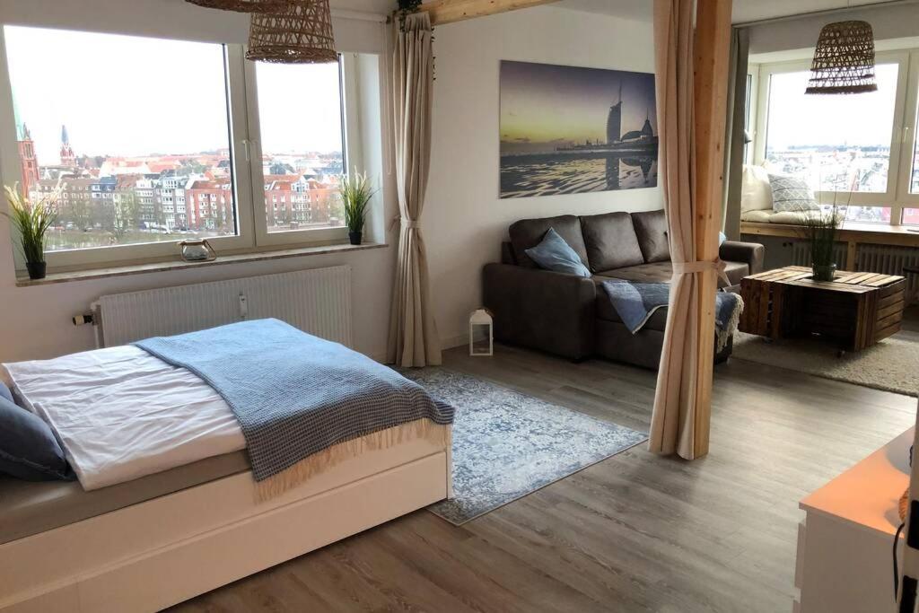 Yachtpanorama Weser Und Yachthafenblick 1 Zi 7Og Bremerhaven Buitenkant foto